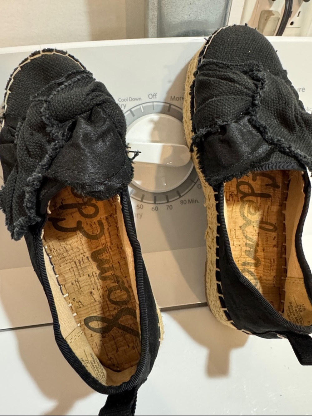 Sam Edelman Black Canvas Espadrille Wedge Slip-Ons